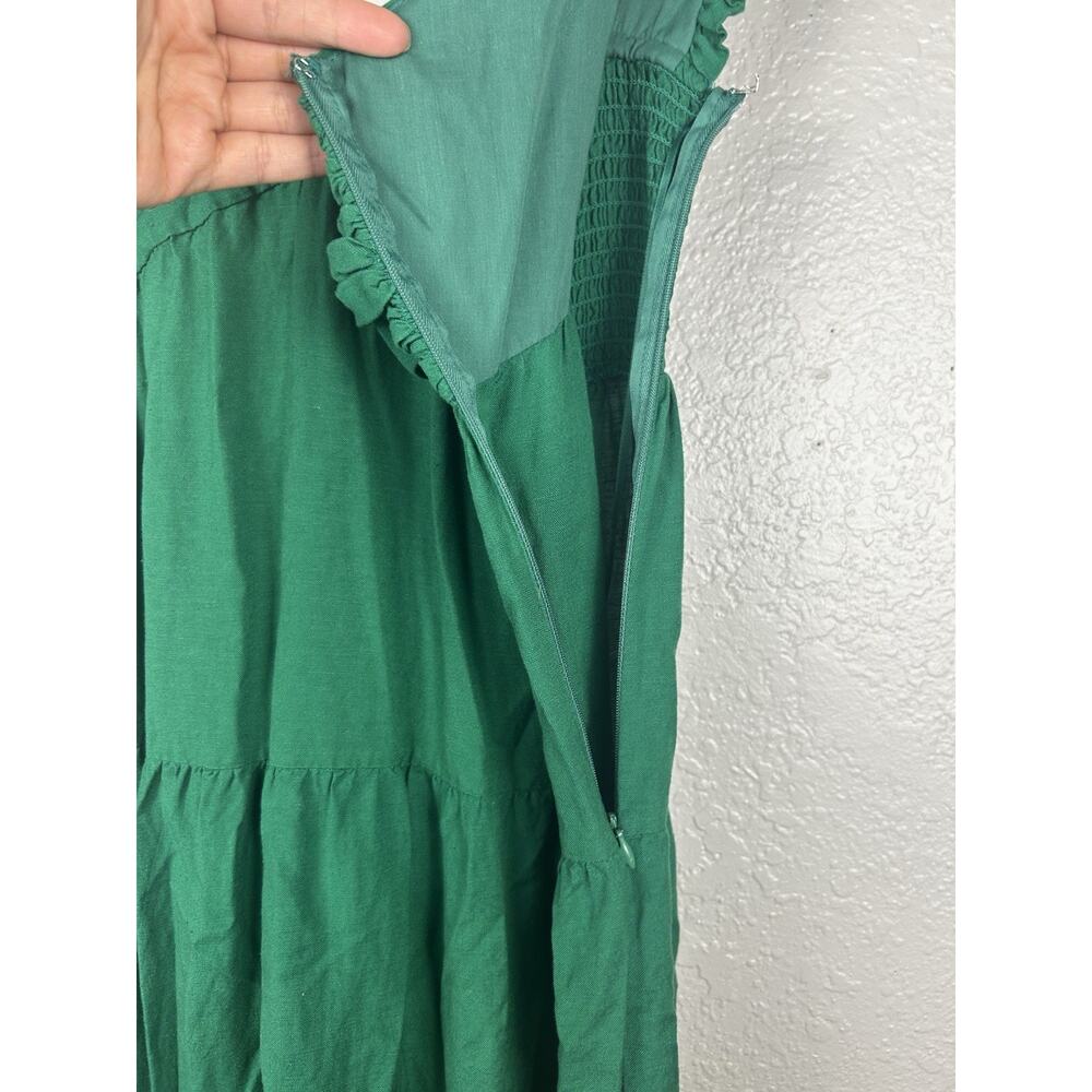 Jason Wu Green Ruched Ruffle Tiered Maxi V Neck Dress Size M Wedding Graduation - Picture 5 of 10